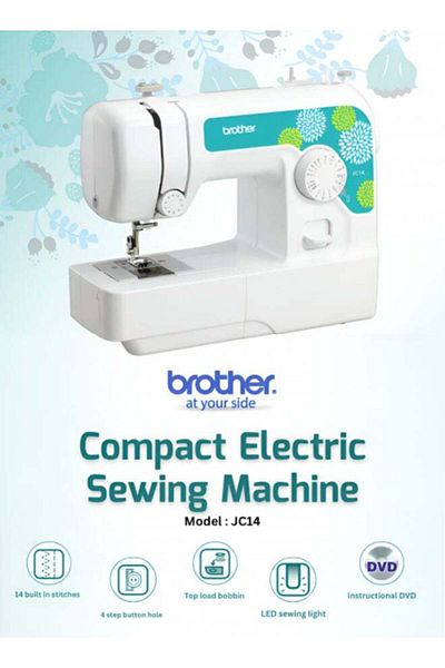 Brother Jc14 Compact Electric Sewing Machine Easy To Use Sewing And Mending Machine Made In Vietnam White
