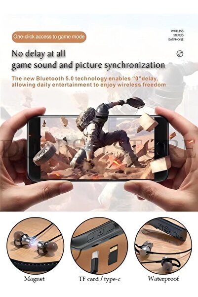 Generic Neckband Bluetooth Headphones, Retractable Earbuds, Noise Cancelling