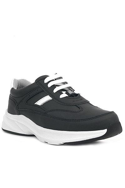 Rakerplus Pantofi sport anatomici pentru copii din piele naturală - dantelă albă neagră, ușoare