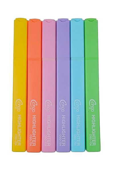 Cengo Square Type Highlighter Highlighter Fluorescent Colors Set of 6 Cgo704