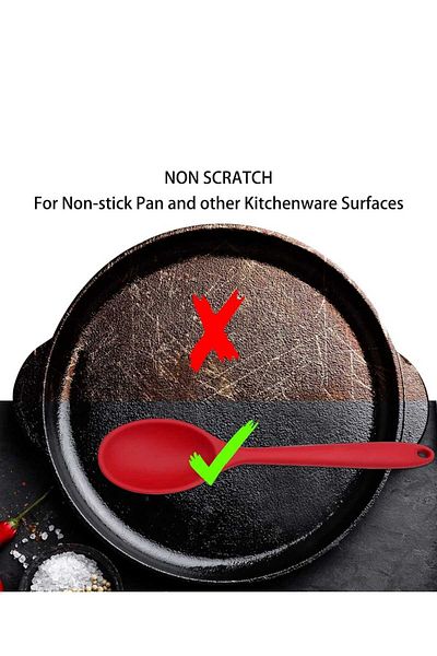 elfnur 2Pcs Hard Tip Heat Resistant Fireproof Non-Stick 28 cm Silicone Tablespoon Set