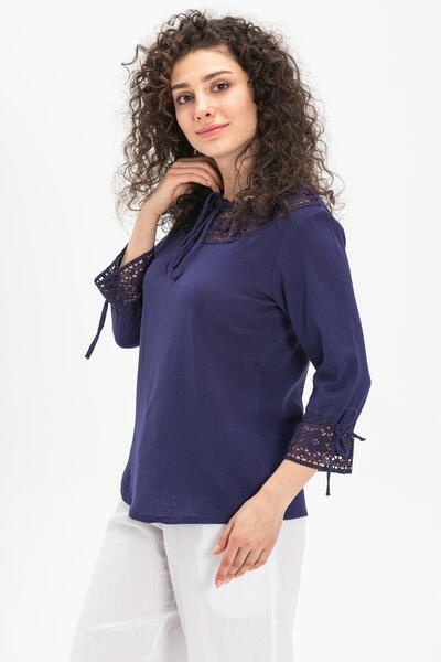 Eliş Şile Bezi Zehra Şile υφασμάτινη καλοκαιρινή μπλούζα Μωβ Μωβ