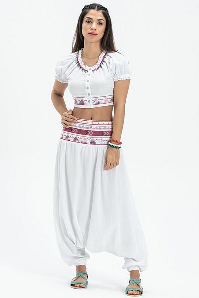 Eliş Şile Bezi Κοντό μανίκι Şile ύφασμα Latin Summer Bustier White Byz