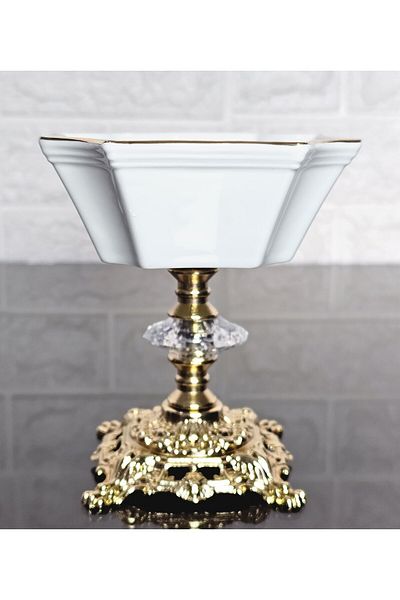 atabey home Silk Porcelain Cast Footed Bowl Set of 6 Real Gold Gilded
