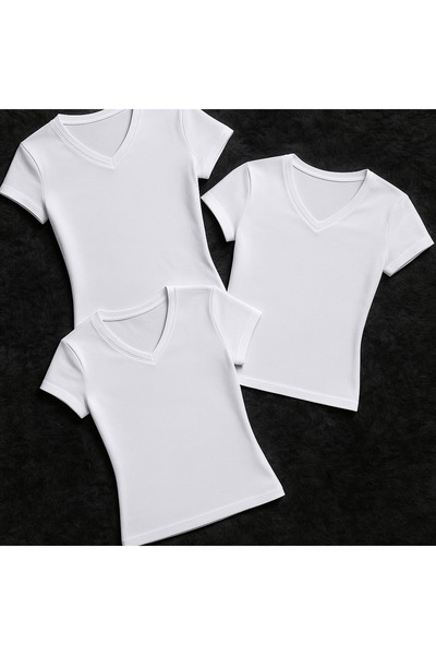 Loule Γυναικεία Ρούχα Βαμβακερά & Elastane T-Shirt με λαιμόκοψη V 3 τεμαχίων Οικονομικό Πακέτο LL.223.ILK62.001