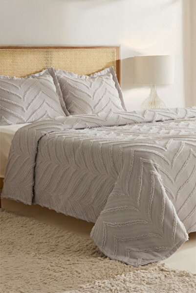 REYS Bohem Arlinageo Tek Kişilik Yatak Örtüsü Takımı 180x250 - GRİ -