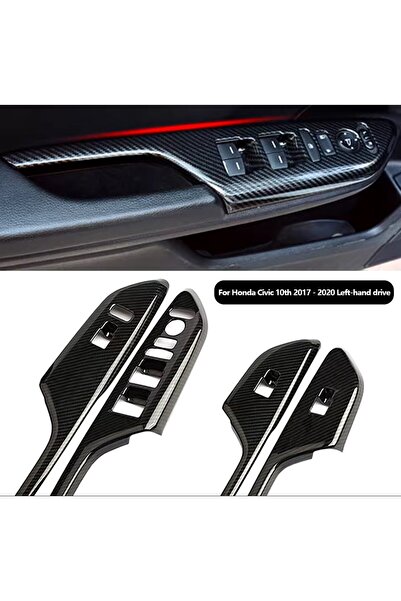 STİLİX GARAGE لهوندا سيفيك Fc5 Fk7 2017-2020 مسند ذراع الباب الداخلي من ألياف...