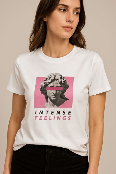 MONARCHMODA Tricou pentru femei (TRIOC PREMIUM ALB IMPRIMAT REGULAR FIT / CORT NORMAL 100% bumbac 100% GULER CU DUA ORI)