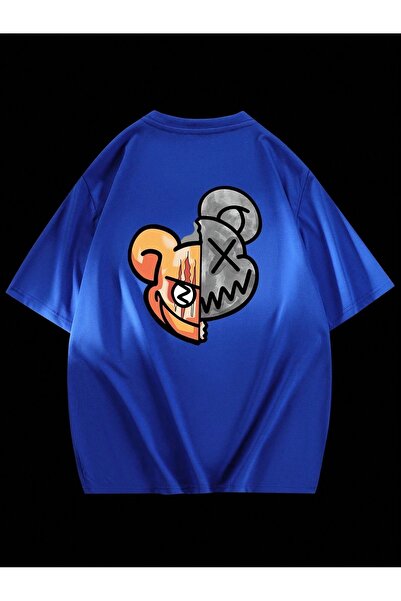 CLAYES Μπλουζάκι Double Face Teddy Bear Single Jersey - Σαξ Μπλε Μπλούζα Oversize με Κύκλο