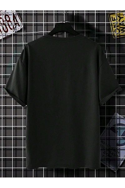 Sweetline Tricou cu detaliu cu guler Dreams - Tricou negru cu gât supradimensionat cu imprimeu
