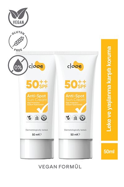 clooe 2 Spf 50 Sunscreen to Use Frequently - Anti-Blemish, Vegan, Gluten-Free - 50ml
