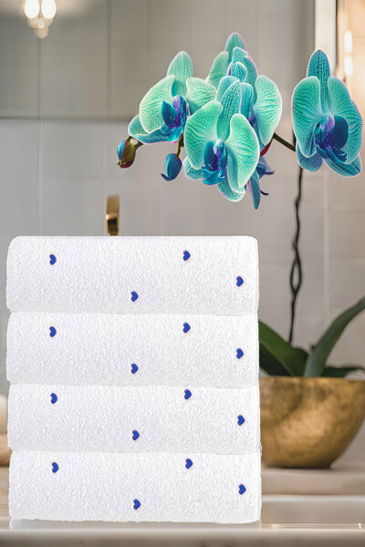 Mira Home Набір рушників для обличчя з вишивкою у вигляді чотирьох сердець, 100% бавовна, 50x90 см, Hand Of Love