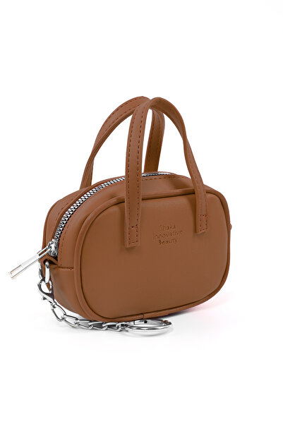 SHAKA Taba Shk210 Faux Leather Single Compartment Zippered Handbag and Charm Bag Accessory