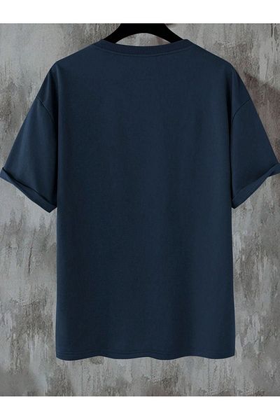 Sweetline Tricou cu detaliu cu guler Dreams - Tricou supradimensionat cu decolteu turn cu imprimeu albastru bleumarin