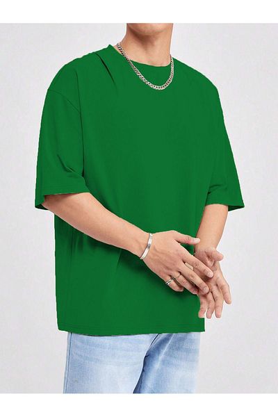 Sweetline Basic Single Jersey T-Shirt - Nefti Green Oversize Crew Neck T-Shirt