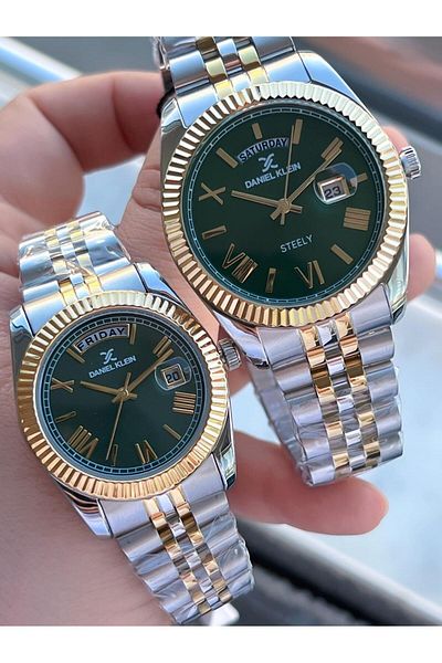 Daniel Klein 30 Mt Water Resistant - Special Wristwatch Cdk.10601-8 Men's & Women's Couples Steel Cord