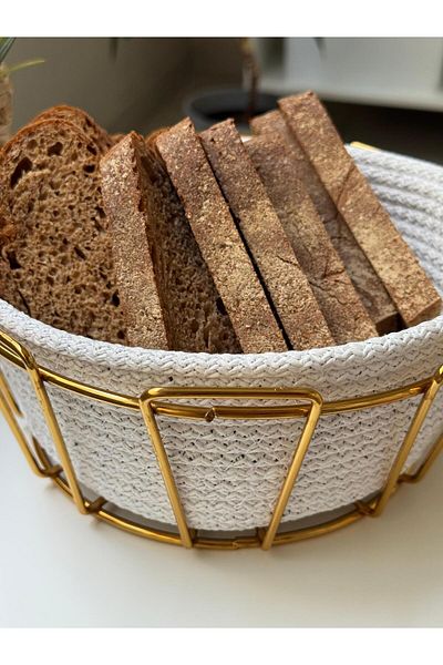 Dia Steel Bread Basket with Straw