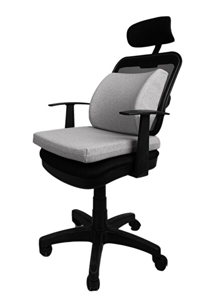 Viscomina Bel Destek Minderi Ve Ortopedik Oturma Minderi Yastığı 2 Full Set Gri