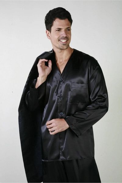 ANCELO Σετ 3 τεμαχίων Groom Satin Dowry, Satin Robdöşambr και Σετ πιτζάμες
