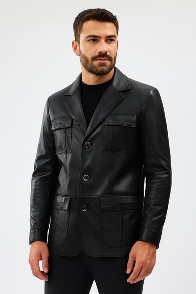LİDYA DERİ Erkek Blazer Hakiki Deri Ceket