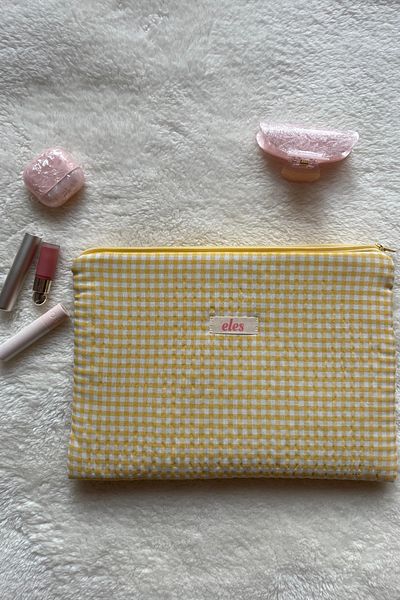 eles Yellow Gingham Tablet Bag, Yellow Gingham Tablet Case, Yellow Tablet Bag