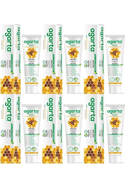 Agarta معجون أسنان طبيعي 100 مل مع العكبر (مجموعة من 6)