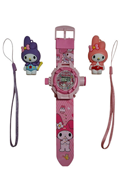 Minions Kuromi My Melody Karakterli Projeksiyonlu Saat 24 Farklı Karakteri Sıra Ile Duvara Yansıtır