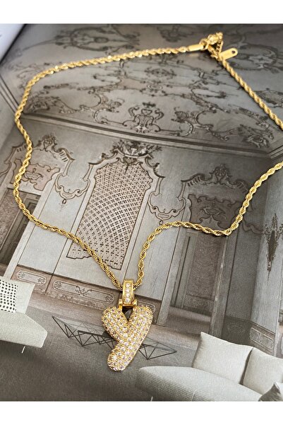 Pinery Jewels Y Harfi Balon Harf Tombul Burgu Zincirli Zirkon Taşlı Kararmaz ...