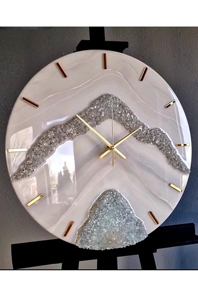 Sultan Tasarım Stylish Wall Clock with Epoxy Design - 40 cm Diameter