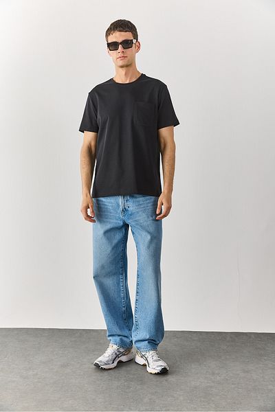 VENA Μπλουζάκι Crew Neck με λεπτομέρεια τσέπης - ΜΑΥΡΟ