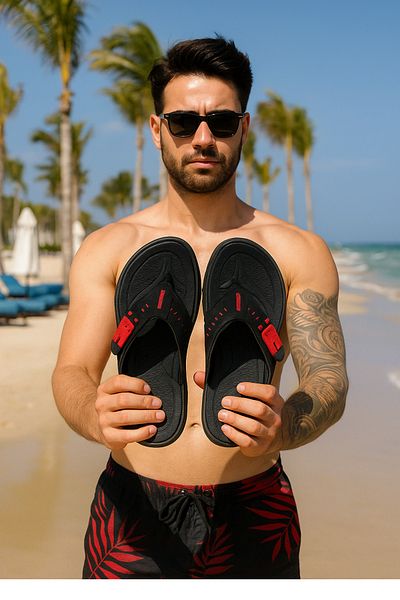 Behtah Kundura Men's Soft Sole Flip Flops Pool Beach Daily Soft Wet Floor Slippers