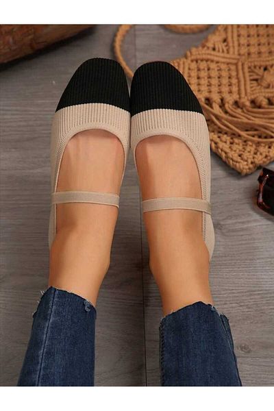 FRZZ Women's Knitwear Mary Jane Ballerina Ballet Shoes - Soft Soled and Elastic Comfortable Design.