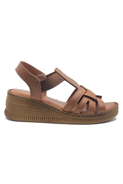 Venüs Tog Genuine Leather Comfort Orthopedic Women's Sandals Taba