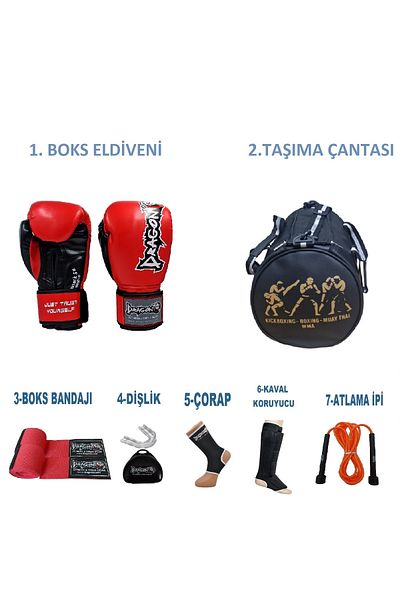 Dragondo Gifttoom, Training Set with Kick Boxing Sportsman Bag, Dragon Attack 5+ Boxing Gloves with Fullset Bag