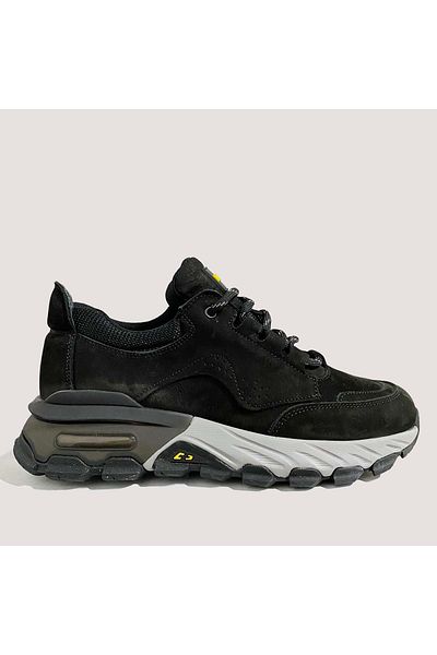 Bulldozer Men's Nubuck Leather Casual Shoes 250011 - Black - 42