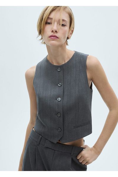 MANGO Woman Schmale, gestreifte Weste