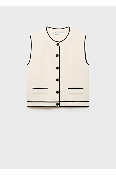 MANGO Woman Kontrast şeritli triko yelek