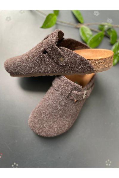 Land of Cork Sabo Closed Unisex Anatomical Natural Cork Sole Natural Felt Wool Slippers