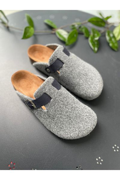 Land of Cork Unisex Sabo Anatomical Cork Sole Natural Wool Felt Closed Slippers