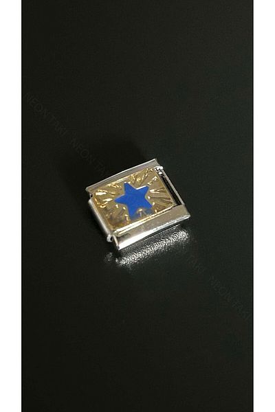 Neon Takı by Atalay Sensitivity Tag & Star, Steel Charm 32 for Italian Nom Bracelet, Silver Color