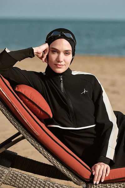 Haşema Esila H-Per Black 6 Piece Full Hijab Swimsuit Set 3125
