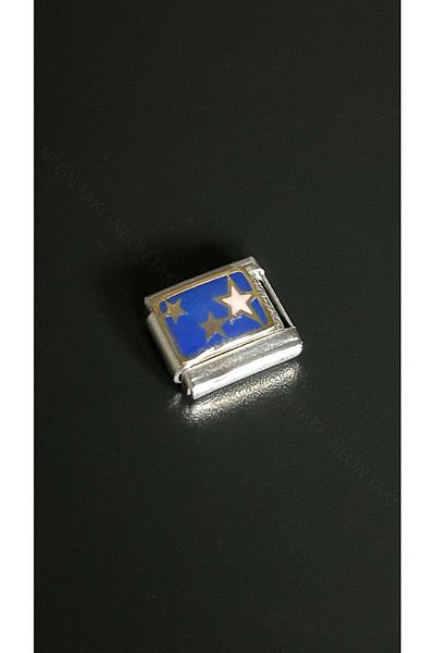 Neon Takı by Atalay Sensitivity Tag and Star, Steel Charm for Italian Nom Bracelet, Silver Color