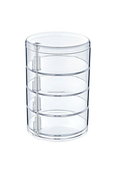 Leony 4 Tiers Cylinder Rotating Jewelry and Makeup Organizer Organizer Necklace Earrings Ring Jewelry Storage Box