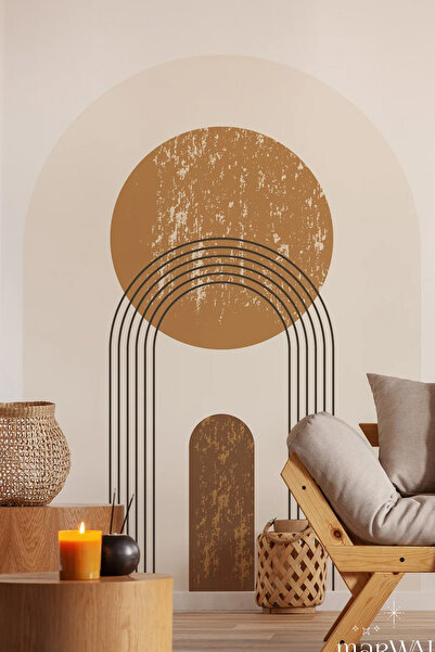 Kt Grup Boho Gün Batımı ve Gökkuşağı Kemer Arch Minimal Duvar Sticker