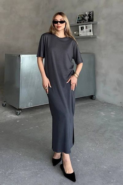 Balenbi Women's Modal Fabric Half Sleeve Slit Long Dress 1100