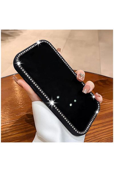 Zebana حافظة متوافقة مع هاتف ابل ايفون 16 بلس من السيليكون Zebana Bling Diamond باللون الأسود