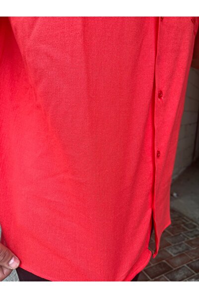 Moda Banuş Kırınkıl Kumaş 2 Cepli Geniş Kalıp Oversize Kısa Kol Gömlek