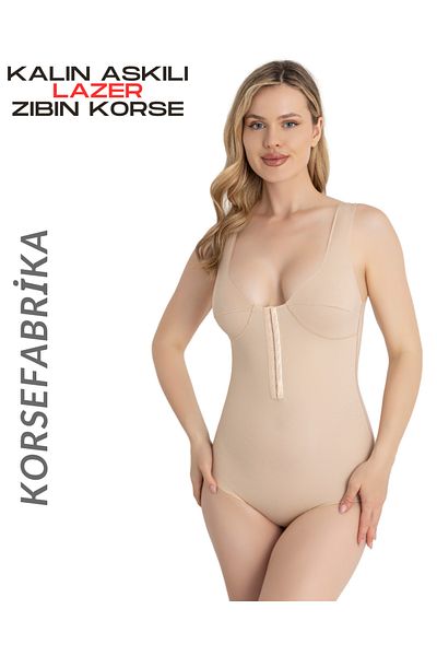 korsefabrika trend mood store Thick Strap Laser Gatherer Snap Fastener Badi Bodysuit Corset