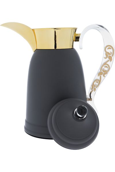 Alsaif Gallery Saif Gallery Qamar Steel Thermos Set, 0.7/1 Liter - Dark Grey