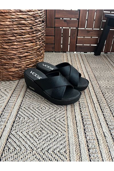 Behtah Kundura High Women's Cross Wedge Heel Comfort Slippers Orthopedic Daily Slippers Comfortable Stylish Heeled Slippers